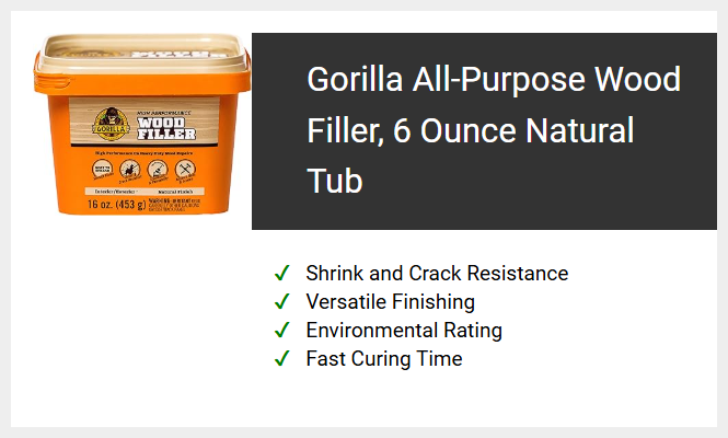 Gorilla All Purpose Wood Filler, 6 Ounce Natural Tub