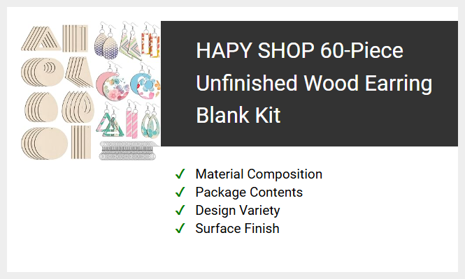 HAPY SHOP 60-Piece Unfinished Wood Earring Blank Kit