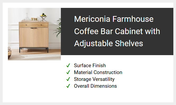 Mericonia Farmhouse Coffee Bar Cabinet with Adjustable Shelves