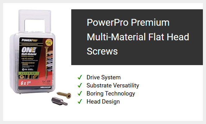 PowerPro Premium Multi-Material Flat Head Screws