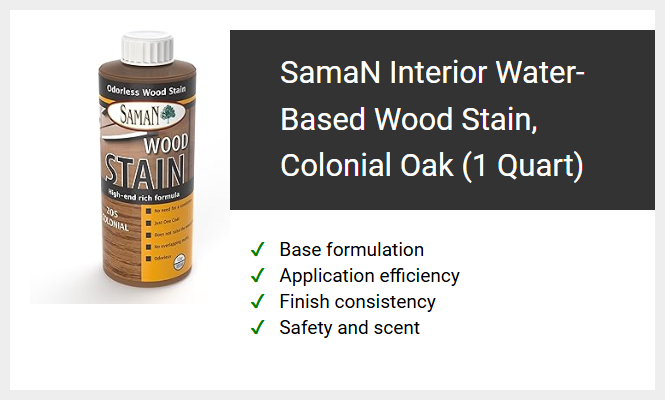 SamaN Interior Water-Based Wood Stain, Colonial Oak (1 Quart)
