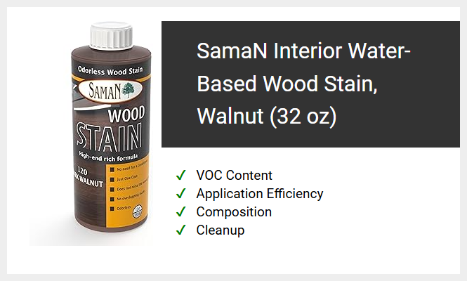 SamaN Interior Water-Based Wood Stain, Walnut (32 oz)