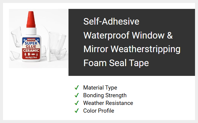 Self-Adhesive Waterproof Window & Mirror Weatherstripping Foam Seal Tape