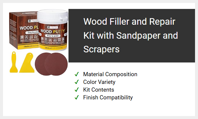 Wood Filler Repair Kit with Sandpaper and Scrapers