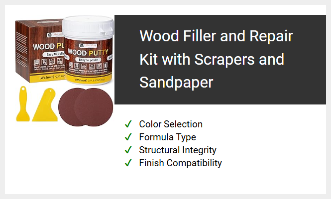 Wood Filler and Repair Kit with Scrapers and Sandpaper