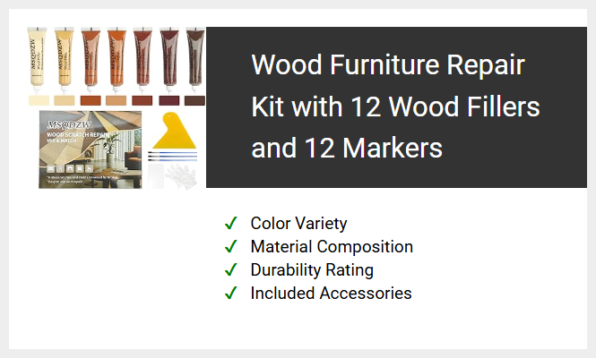 Wood Furniture Repair Kit with 12 Wood Fillers and 12 Markers