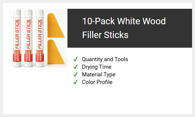 10-Pack White Wood Filler Sticks