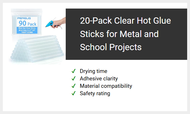 20-Pack Clear Hot Glue Sticks for Metal and School Projects