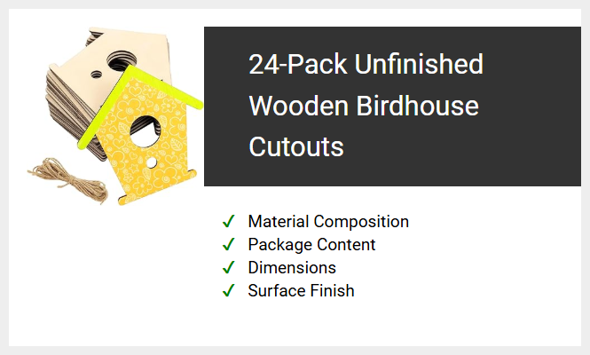24-Pack Unfinished Wooden Birdhouse Cutouts