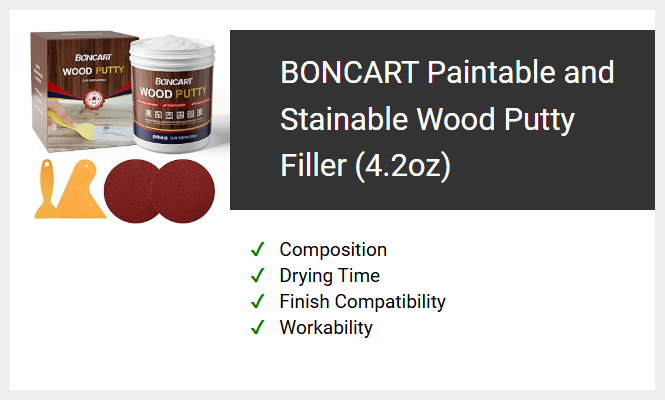 BONCART Paintable & Stainable Wood Putty Filler (4.2oz)
