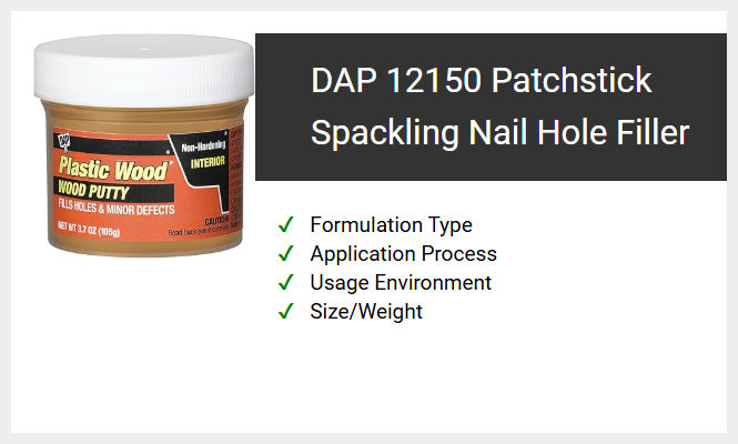 DAP 12150 Patchstick Spackling Nail Hole Filler