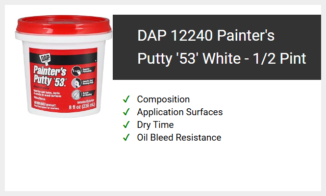 DAP 12240 Painter's Putty '53' White - 1/2 Pint