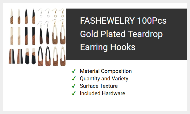 FASHEWELRY 100Pcs Gold Plated Teardrop Earring Hooks