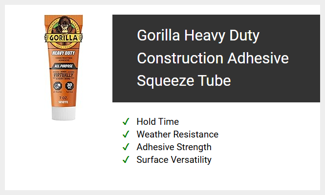 Gorilla Heavy Duty Construction Adhesive Squeeze Tube