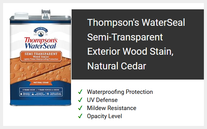 Thompson's WaterSeal Semi-Transparent Exterior Wood Stain, Natural Cedar