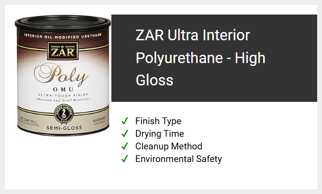 ZAR Ultra Interior Polyurethane - High Gloss