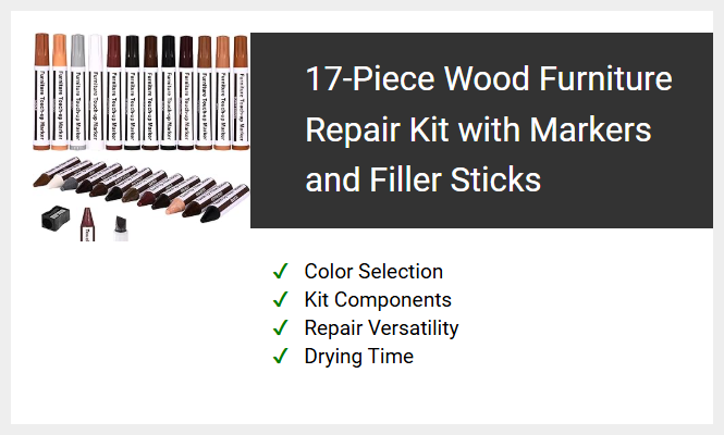 17-Piece Wood Furniture Repair Kit with Markers and Filler Sticks