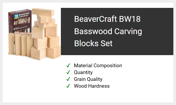 BeaverCraft BW18 Basswood Carving Blocks Set