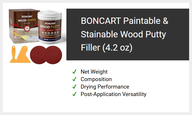 BONCART Paintable & Stainable Wood Putty Filler (4.2 oz)