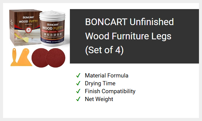 BONCART Unfinished Wood Furniture Legs (Set of 4)