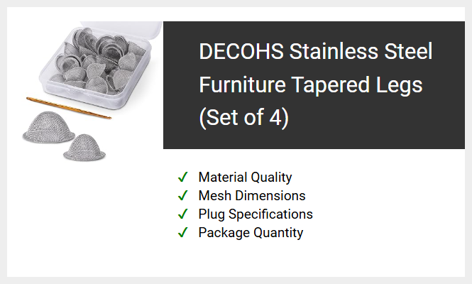 DECOHS Stainless Steel Furniture Tapered Legs (Set of 4)