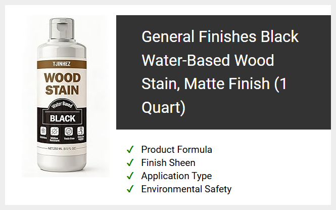 General Finishes Black Water-Based Wood Stain, Matte Finish (1 Quart)