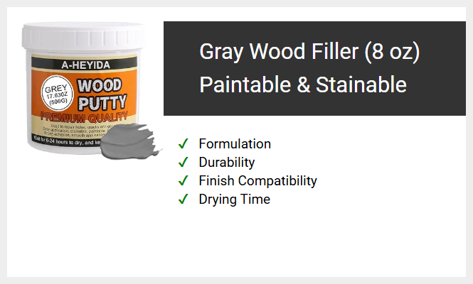 Gray Wood Filler (8 oz) Paintable & Stainable