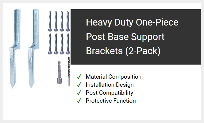 Heavy Duty One-Piece Post Base Support Brackets (2-Pack)