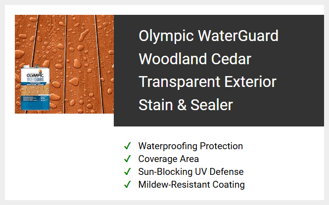Olympic WaterGuard Woodland Cedar Transparent Exterior Stain & Sealer