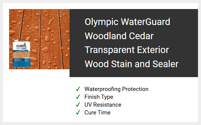 Olympic WaterGuard Woodland Cedar Transparent Exterior Wood Stain and Sealer