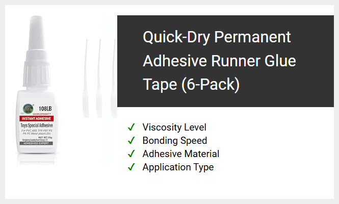 Quick-Dry Permanent Adhesive Runner Glue Tape (6-Pack)