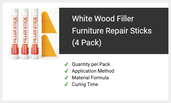 White Wood Filler Furniture Repair Sticks (4 Pack)