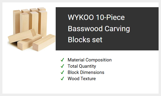 WYKOO 10-Piece Basswood Carving Blocks set