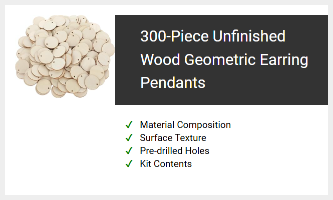 300-Piece Unfinished Wood Geometric Earring Pendants