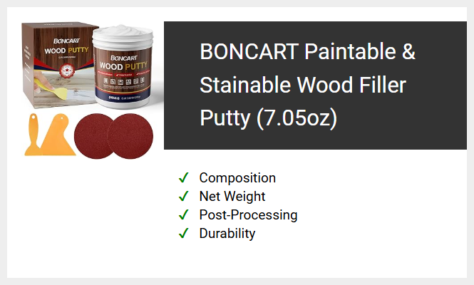 BONCART Paintable & Stainable Wood Filler Putty (7.05oz)