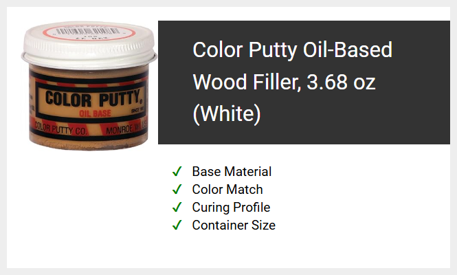 Color Putty Oil-Based Wood Filler, 3.68 oz (White)