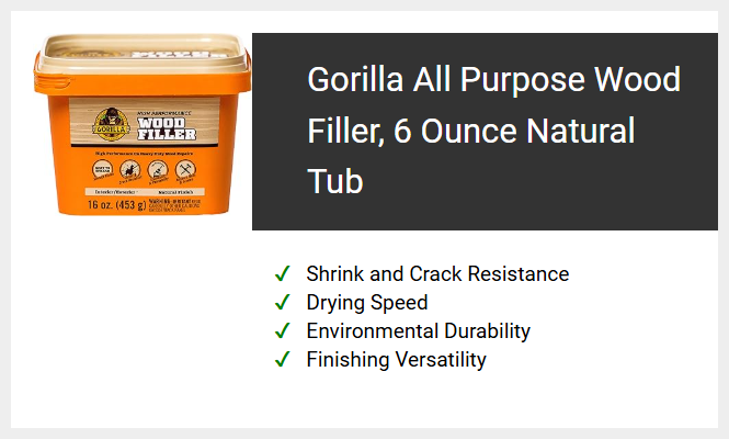 Gorilla All Purpose Wood Filler, 6 Ounce Natural Tub