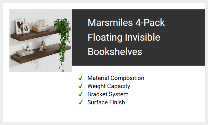 Marsmiles 4-Pack Floating Invisible Bookshelves