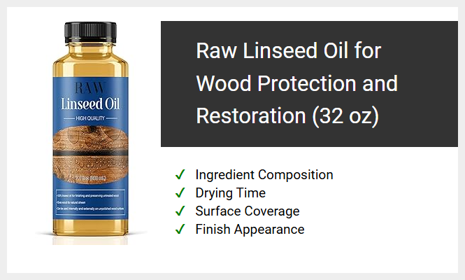 Raw Linseed Oil for Wood Protection and Restoration (32 oz)