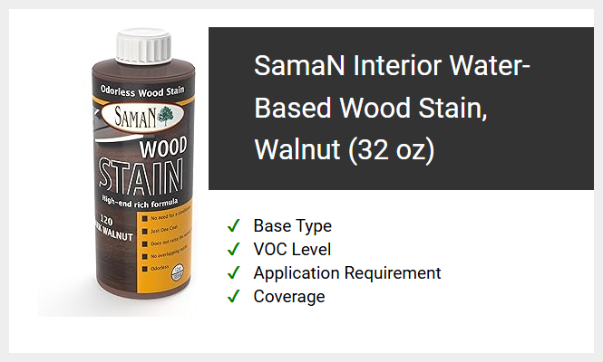 SamaN Interior Water-Based Wood Stain, Walnut (32 oz)
