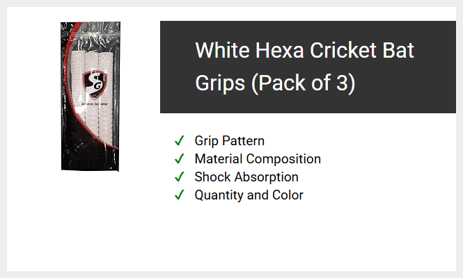 White Hexa Cricket Bat Grips (Pack of 3)