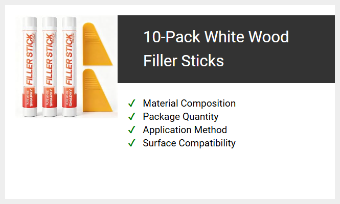 10-Pack White Wood Filler Sticks