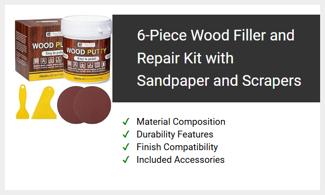 6-Piece Wood Filler and Repair Kit with Sandpaper and Scrapers
