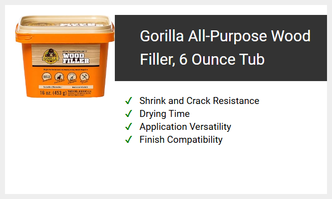 Gorilla All-Purpose Wood Filler, 6 Ounce Tub