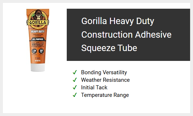 Gorilla Heavy Duty Construction Adhesive Squeeze Tube
