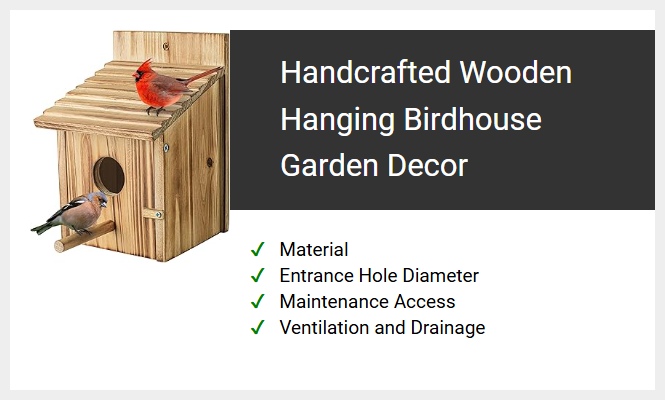 Handcrafted Wooden Hanging Birdhouse Garden Decor