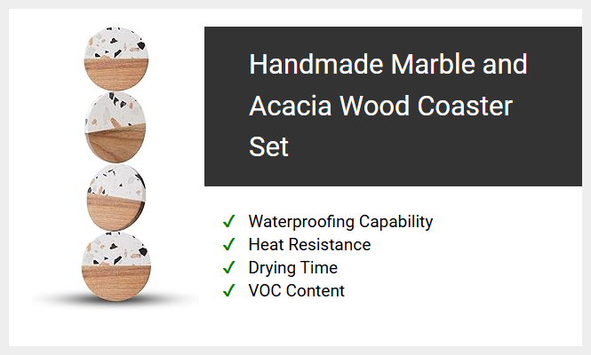 Handmade Marble and Acacia Wood Coaster Set