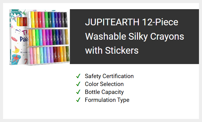JUPITEARTH 12-Piece Washable Silky Crayons with Stickers