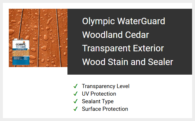 Olympic WaterGuard Woodland Cedar Transparent Exterior Wood Stain and Sealer