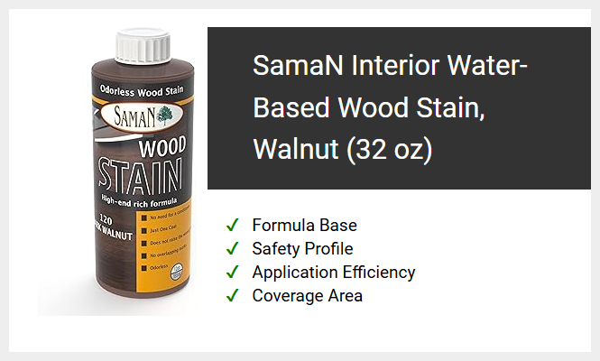 SamaN Interior Water-Based Wood Stain, Walnut (32 oz)